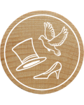 Woodies Stamp - Cylinder, dove & wedding shoe