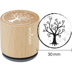 Sello Woodies - Árbol con corazones