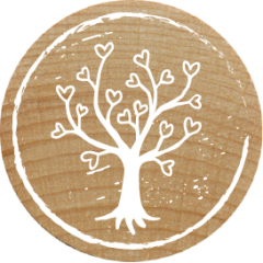 Sello Woodies - Árbol con corazones