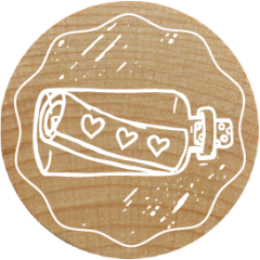 Sello Woodies - Corazón botella correo
