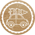 Woodies Stamp - Car with christmas tree