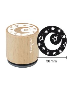 Woodies Rubber Stamp - Moon and stars
