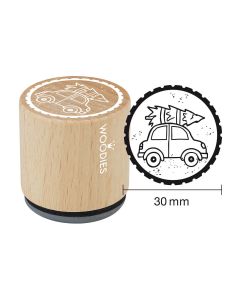 Woodies Rubber Stamp - Car with christmas tree