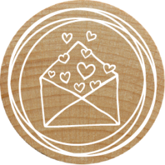 Tampon Woodies - Enveloppe avec cœurs