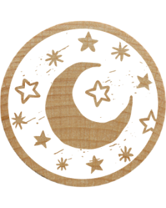 Woodies Stamp - Moon and stars