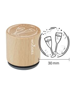 Woodies Rubber Stamp - Glasses of chamapgne
