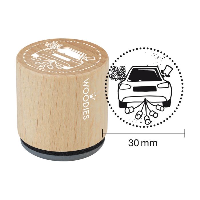 Woodies Rubber Stamp - Car with tins 