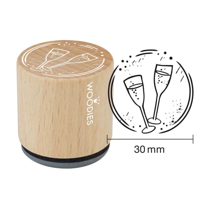 Woodies Rubber Stamp - Glasses of chamapgne